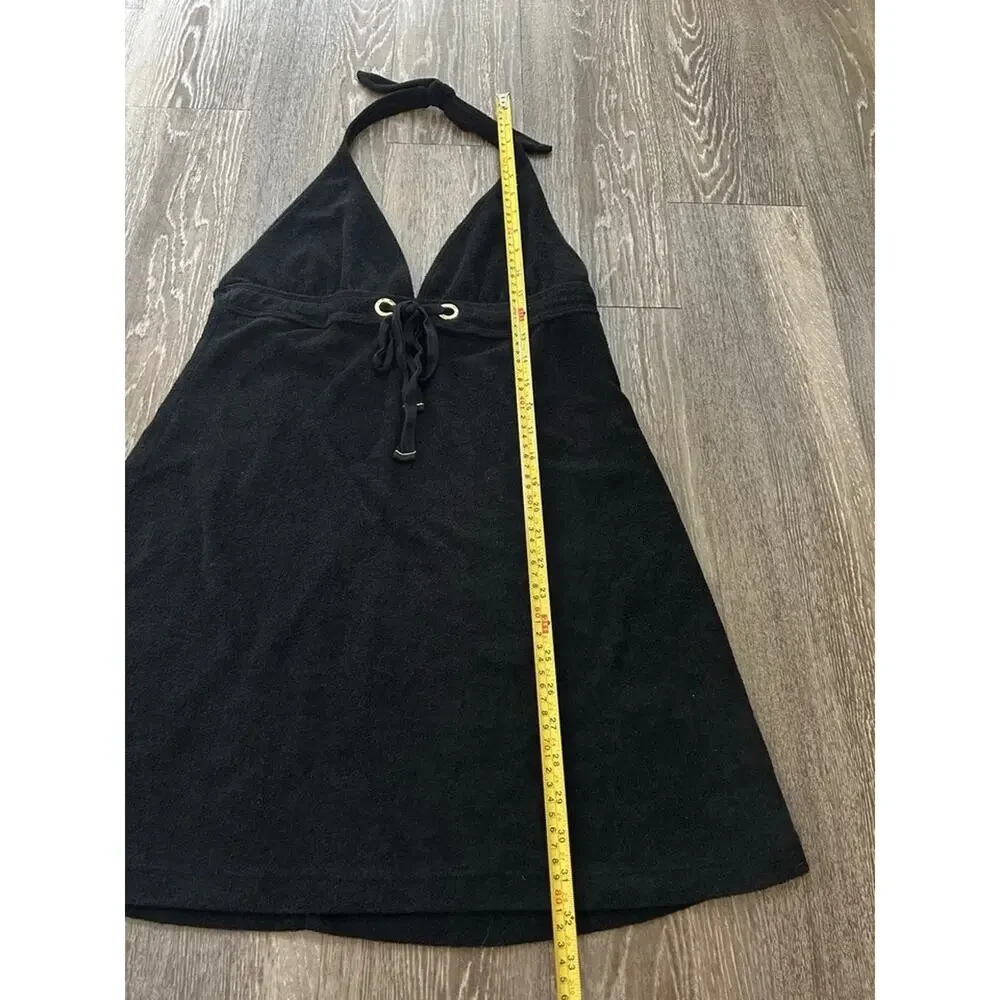 VTG Ralph Lauren Black Terry Halter Dress L Cover Up tennis Beach Club Preppy - Picture 10 of 16